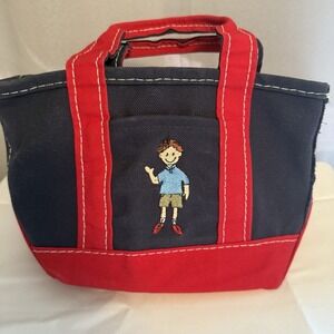 Vintage LL Bean Boat And Tote Bag Red & Navy Mini Purse Brown Haired Boy